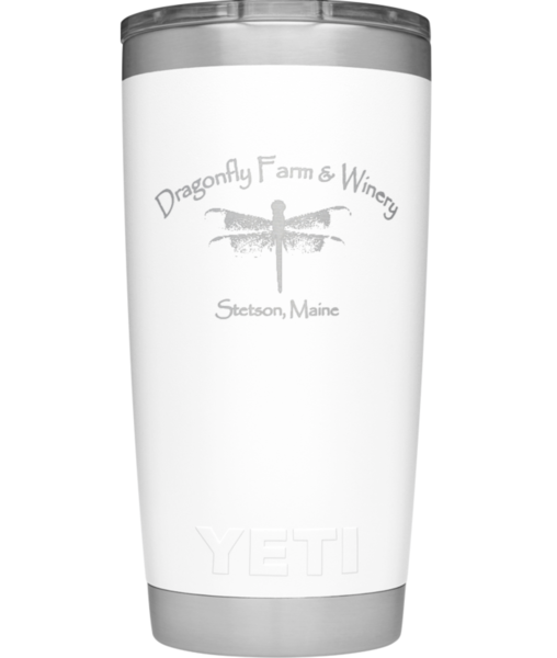 White YETI 20oz Rambler from Dragonfly Farm and Winery Vinoshipper