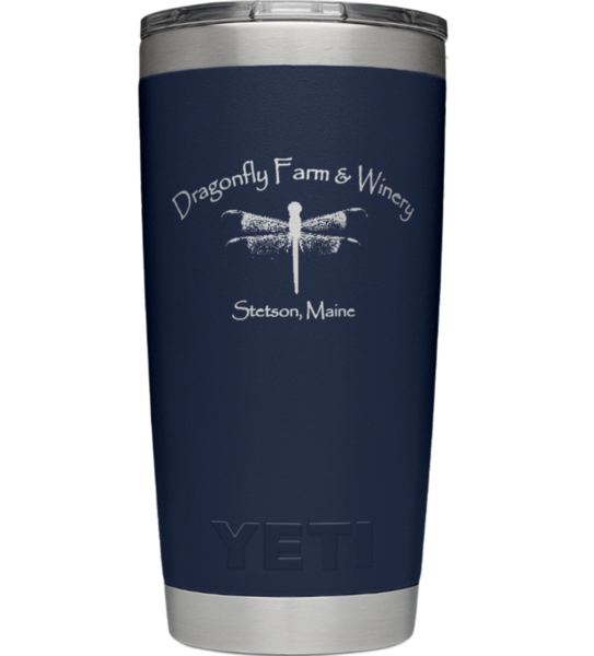 Navy YETI 20oz Tumbler Dragonfly Farm and Winery Fruit Wines