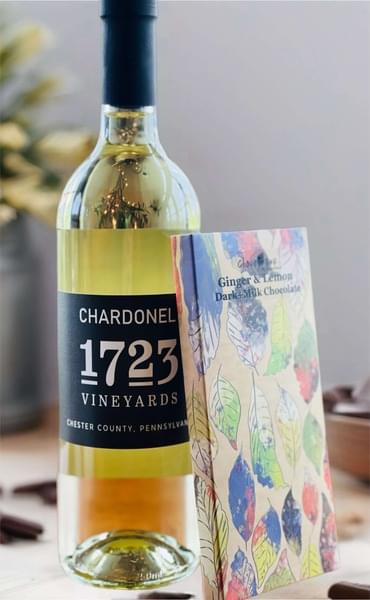 Wine & Chocolate Pairing Set: Chardonel with Lemon & Ginger Dark Chocolate