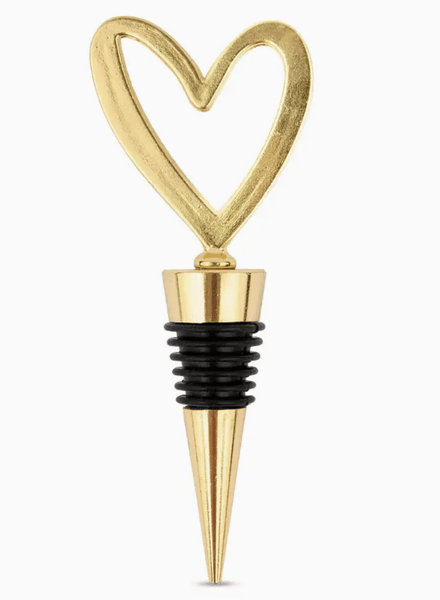 Gold Metal Wine Bottle Stopper - Heart