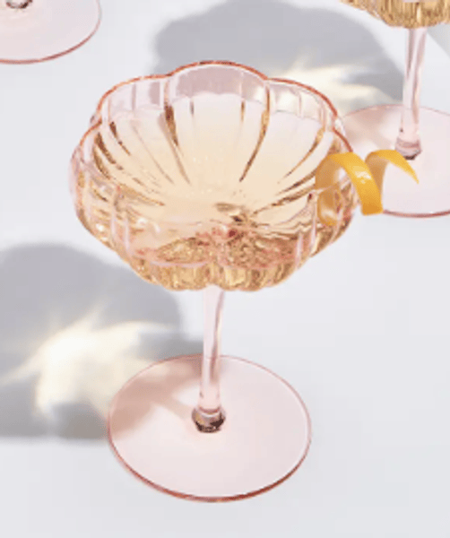 Pink Flower Coupe Glass
